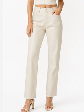 NWT - Wild Pony Cream Pleather Straight Leg Pants - SzS